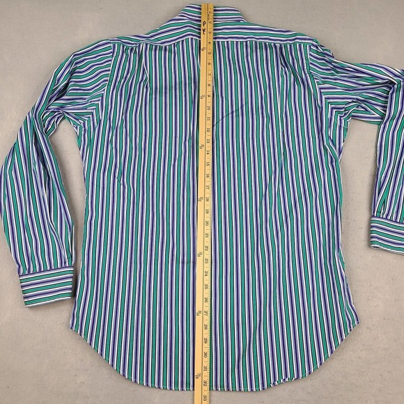 Polo‎ Ralph Lauren Shirt Men's Medium 15 1/2 Striped Curham Classic Fit Button - Picture 10 of 12